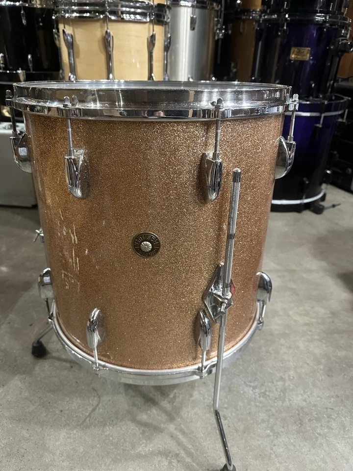 16" GRETSCH Piso Tom Tambor INSIGNIA REDONDA VINTAGE AÑOS 60 NARANJA BRILLO?? #MI2 Foto 4 de 4