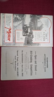 Hampshire Automobile Club Hill Climb Programme 1921 Vintage Motorsport Racing