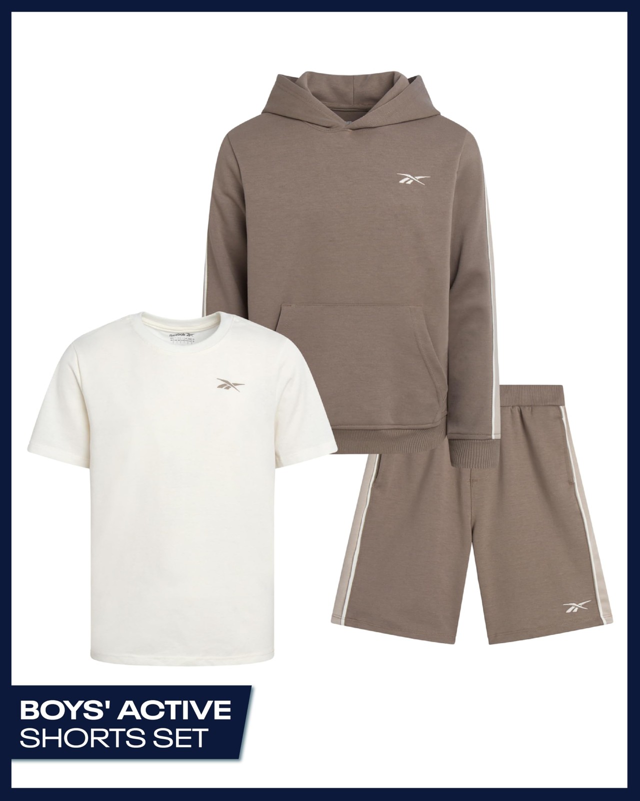Boys' Active Shorts Set - 3 Piece Performance Mesh Hoodie Sweatshirt, Gym Sho... thumbnail 2