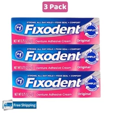 Fixodent Complete Original Denture Adhesive Cream, 2.4 oz, 3 Pack