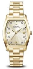 Bulova Women's Diamond Accent Quartz Gold Stainless Steel Watch 26MM 97P160