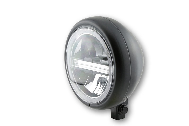 Phare LED HIGHSIDER Pecos type 6 noir de 5 3/4 pouces pour moto