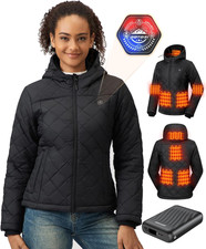 Quilted Heated Jackets for Women with 12V 18400Mah Battery Pack, Lightweight Coa