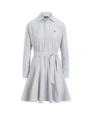 Women's Polo Ralph Lauren Blue Striped Cotton Oxford Shirt Dress New