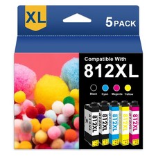 5PACK 812XL Ink Cartridges For Epson WorkForce WF-7840 WF-7820 WF-7310 EC-C7000