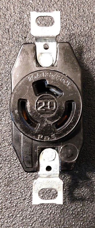 Vintage Pass & Seymour 7310 Black Turnlok Single Receptacle, 20A, 125/250VAC