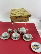 Elephant  Three Little Pigs Piece Childs Ceramic Tea Set W/ Box Japan 1950's