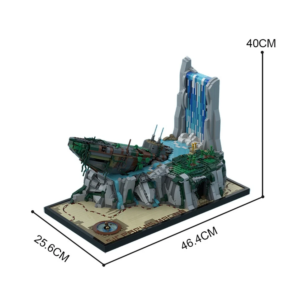 Compatible Diorama with Waterfall, Cliffside, and Dilapidated U-Boat 2914 - Image 2 of 2