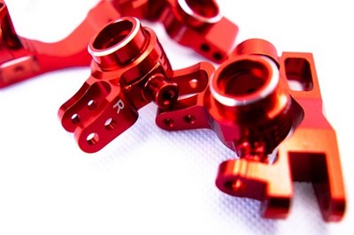 CR Knuckles & Hubs (complete) for Traxxas Slash 4x4, Rustler, Stampede   Red