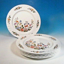 Aynsley England SET (5) Cottage Garden 10 1/2" Bone China Dinner Plates