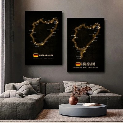 Abstrakte Leinwanddrucke Nürburgring Rennstrecke Wandkunst Dekor
