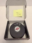 TYLER TOFFOLI SIGNED NEW JERSEY DEVILS HOCKEY PUCK W/ CASE Fanatics