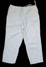 J Jill Linen Blend Cropped Capri Pants Elastic Waist Drawstring Khaki Size 12