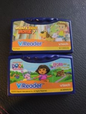 VTech V Reader Learning Game Cartridges Lot Of 2 Dora And Whats That Noise