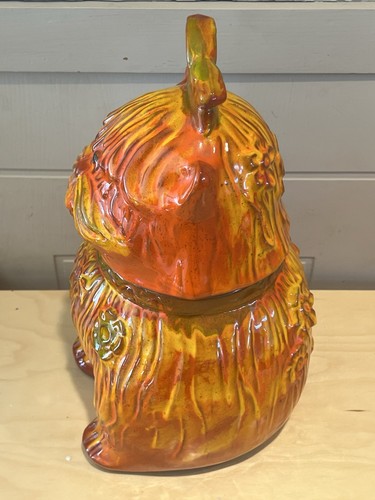 Vintage 1968 SHAGY DOG PUPPY ORANGE COOKIE JAR Pacific Stoneware Scarpino EXC! - Picture 4 of 9