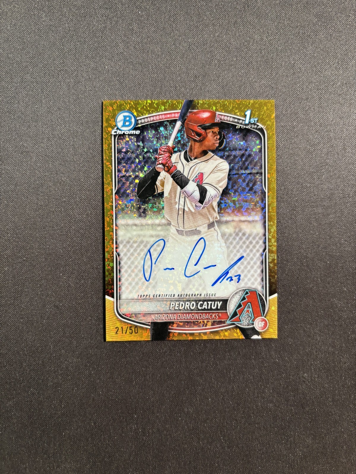 2025 Bowman Chrome #CPA-PC Pedro Catuy 1st Gold Mini Diamond Auto 21/50 BJIN