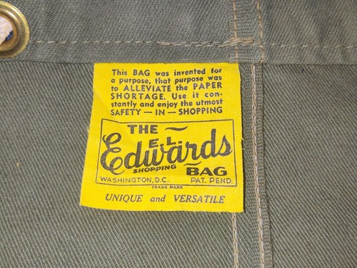 Vintage 40s-50s era E. L. EDWARDS Co. Shopping Bag, Cotton/ Canvas Rope Handles - Picture 3 of 12