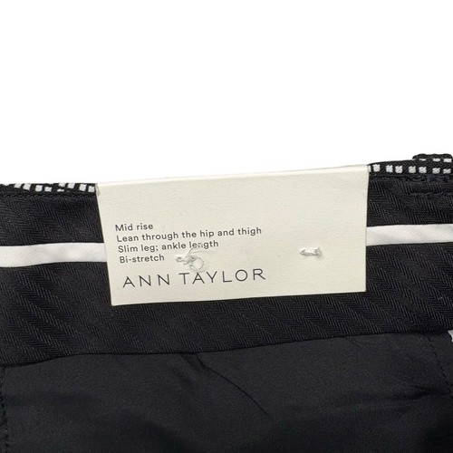 Pantalon habillé femme Ann Taylor 12 noir blanc jambes fines cheville mi-hauteur stretch neuf avec étiquette - Photo 8/13