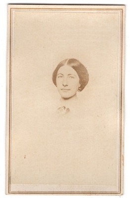 Antique CDV Circa 1860s T. R. Burnham Gorgeous Lady With Brooch Boston Ma Photo