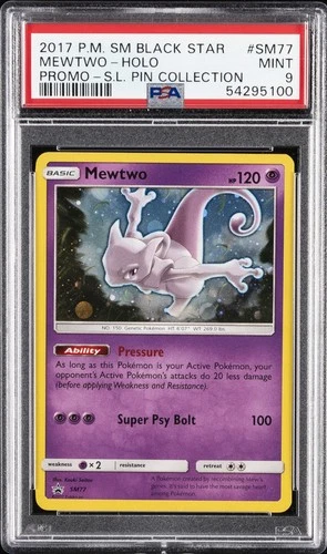2017 POKEMON SM BLACK STAR PROMO SHINING LEGENDS PIN COLL MEWTWO-HOLO PSA 9