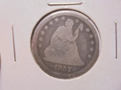 1857 Seated Liberty Quarter  Good Value 90% silver
