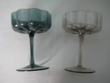 Wine Savant Cocktail  Glasses Flower  Coupe smoky  blue 5 in tall  stemware