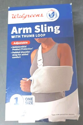 Walgreens~Arm Sling w/ Thumb Loop~1 Size~Adjustable~Left or Right~Antimicrobial