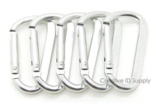 50pcs SILVER CARABINER D-RING KEY CHAIN 2.25" ANODIZED ALUMINUM HOOK BELT CLIP