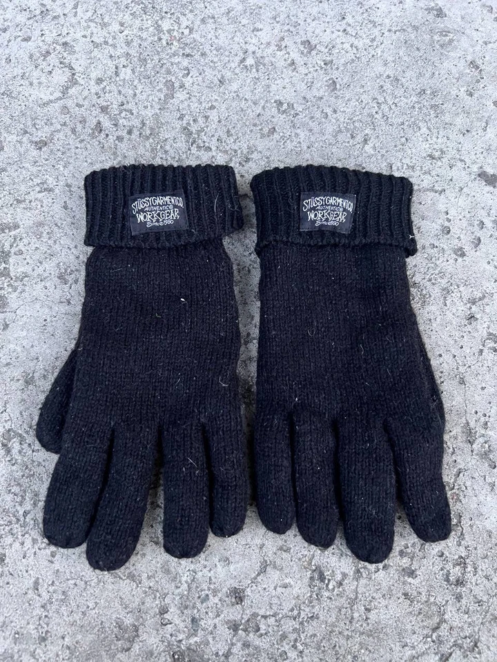 Guantes Stussy de colección equipo de trabajo de skateboarding negros años 90’s Foto 2 de 4