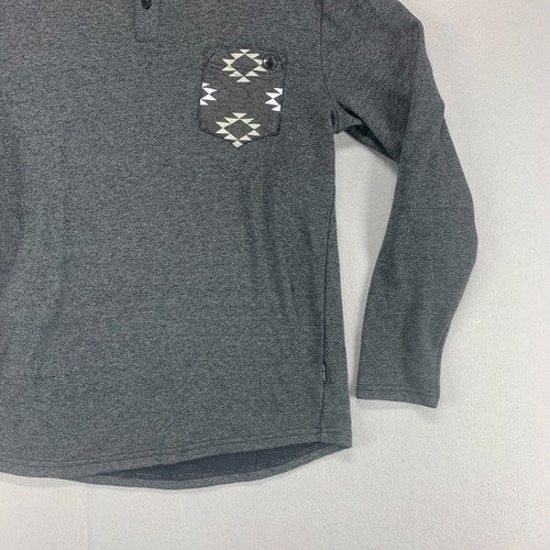 Volcom Shirt Mens Large Gray Henley Long Sleeve Cotton Pocket Casual Skater - Picture 5 of 16