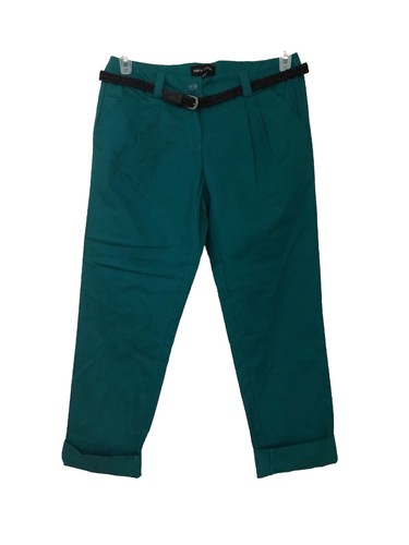 Girls Pants With Belt 100% Cotton Teal Size 7 New - Picture 2 of 11