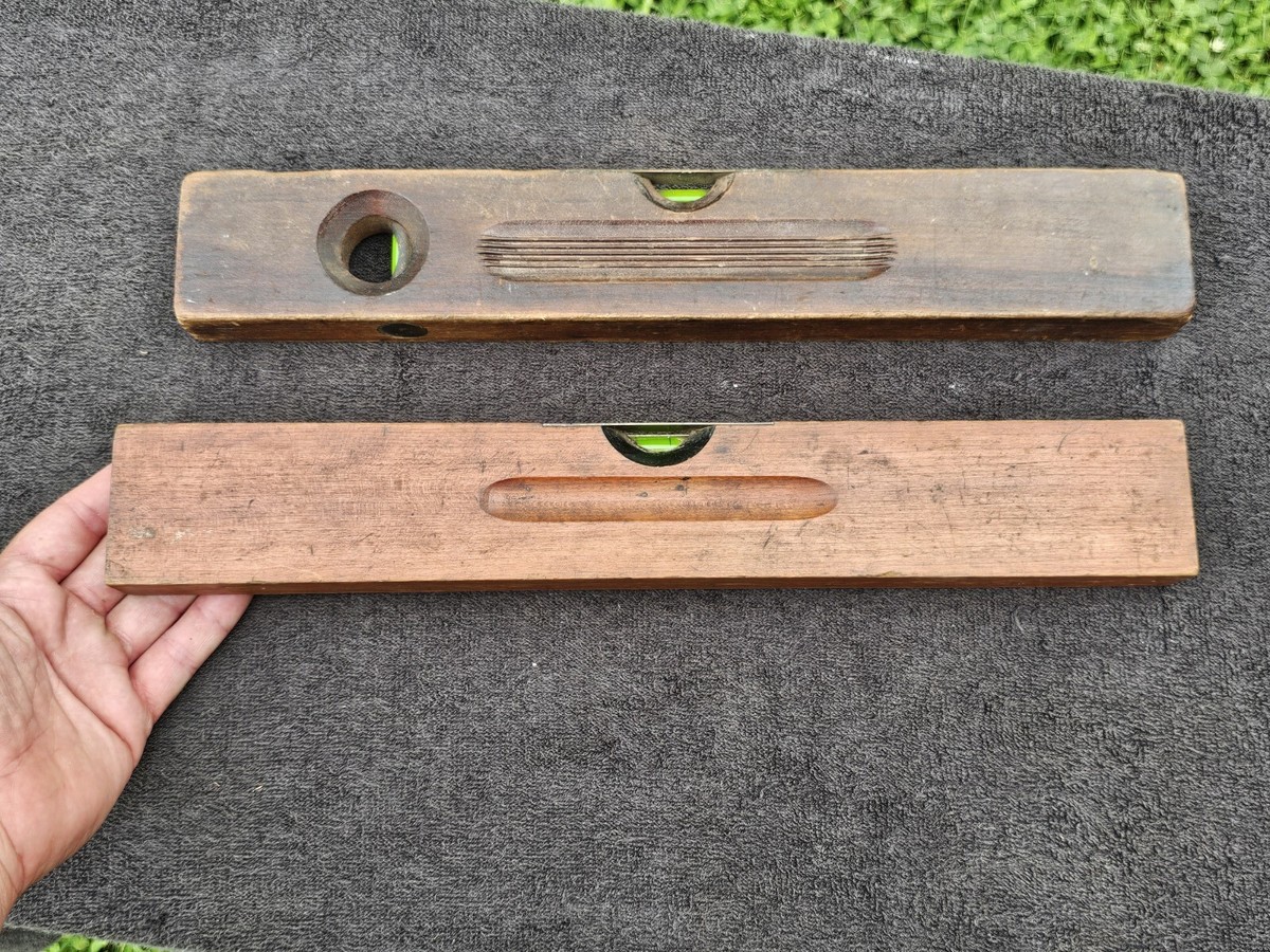 Two Vtg E. C. Simmons Keen Kutter Wooden Wood & Brass Levels