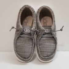 Hey Dude WALLY YOUTH Stone Linen Round Toe Slip On Casual Shoes Youth 2 L3