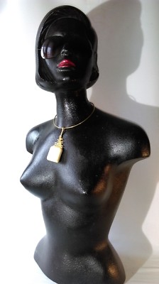 Collier Ras Du Cou Vintage Années 70 - Pendentif Galalithe Et Laiton Doré, Bon état