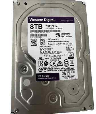 Wd Purple 8tb Wd82purz HDD Western Digital PURPLE WD82PURZ 8TB