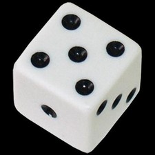DIE 1 WHITE ECONOMY WITH BLACK SPOTS 19MM DICE MAGIC TRICKS GAMES