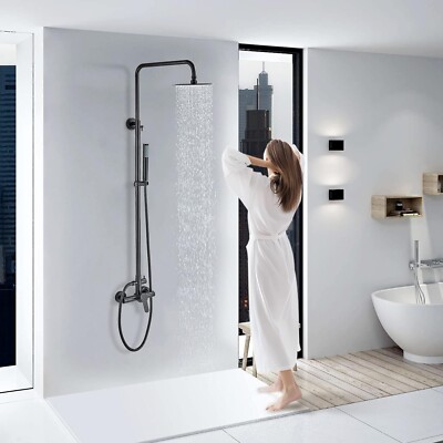 Black Shower System Bathroom Outdoor Shower Faucet Set with 8'' Rain Shower Head