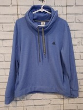 Adidas Women's Size XL Hooded Sweatshirt Funnel Neck Blue Pockets Logo Soft