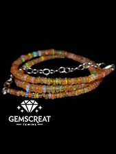 925 Sterling Silver Natural Ethiopian Opal Gemstone Beads 16" Opal Necklace A91