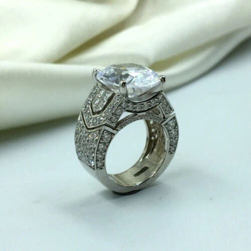 Crystal Clear Oval Round Cut Cubic Zirconia Royal 935 Silver Ring 6. Size