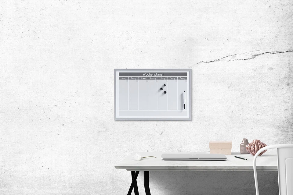Magnettafel WOCHENPLANER + 3 Magnete und Filzstift, grau, 60x40 cm, ZELLER - Bild 2 von 4