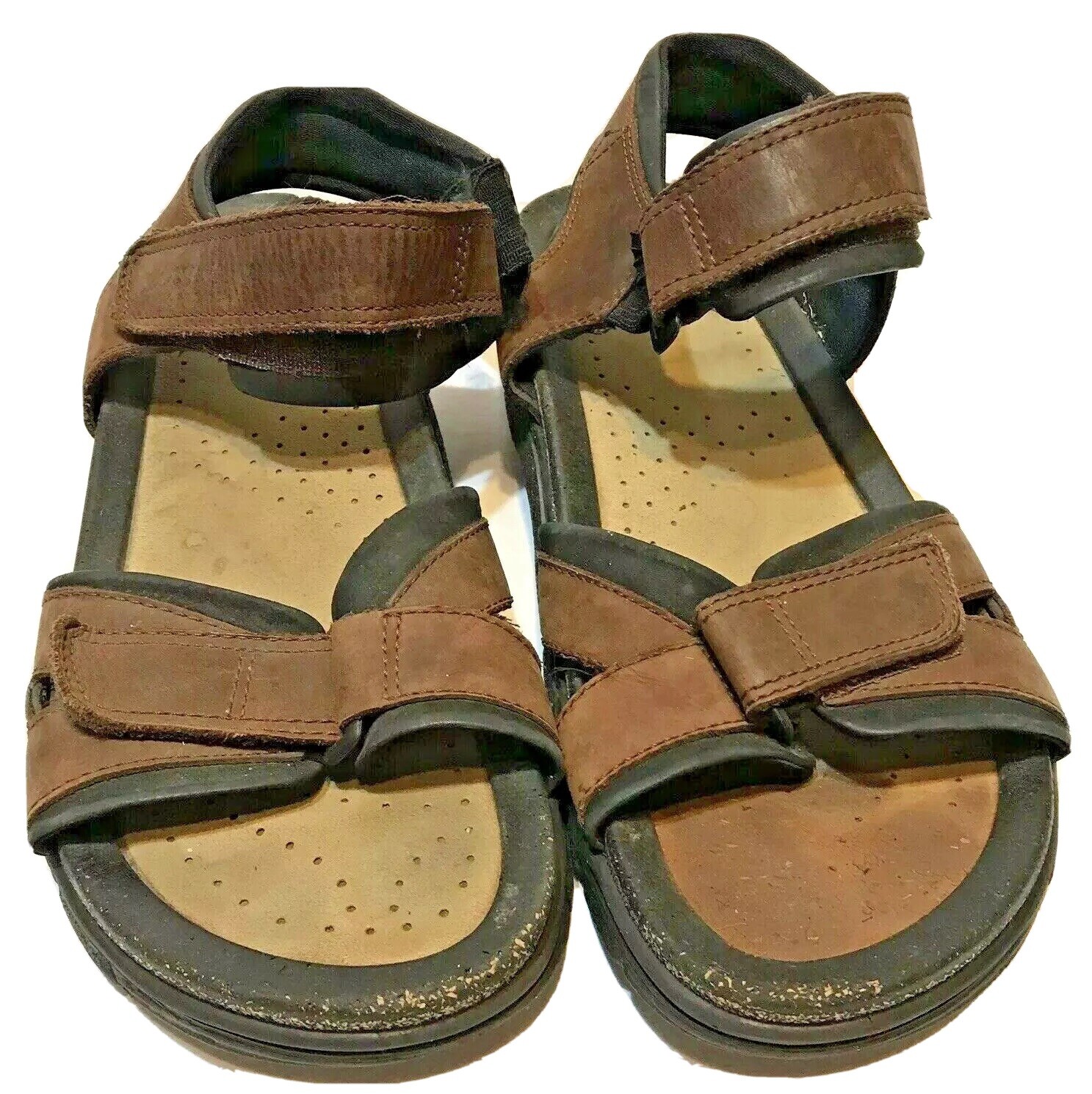 ECCO Mens Brown Leather Strap Sandals 