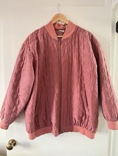 Vintage Quilt Silk Bomber Jacket, Rose Dusky Pink, Size 10-12