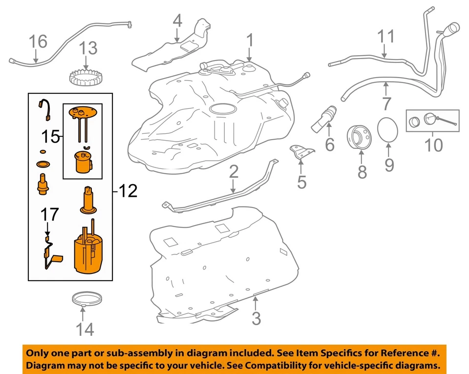 Used Fuel Pump fits: 2015 Toyota Highlander Pump Assembly 3.5L VIN K 5th digit G - Изображение 3 из 4