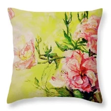 Decorative Peony pillow cover. 12x12" Farmhouse cushion cover. Decorpillow case