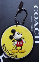 Coach X Disney Mickey Mouse Leather Hang Tag / Ring - Bag Charm Rare Classic Coach X Disney Mickey Mouse Leather Hang Tag / Ring - Bag Charm Rare Classic
