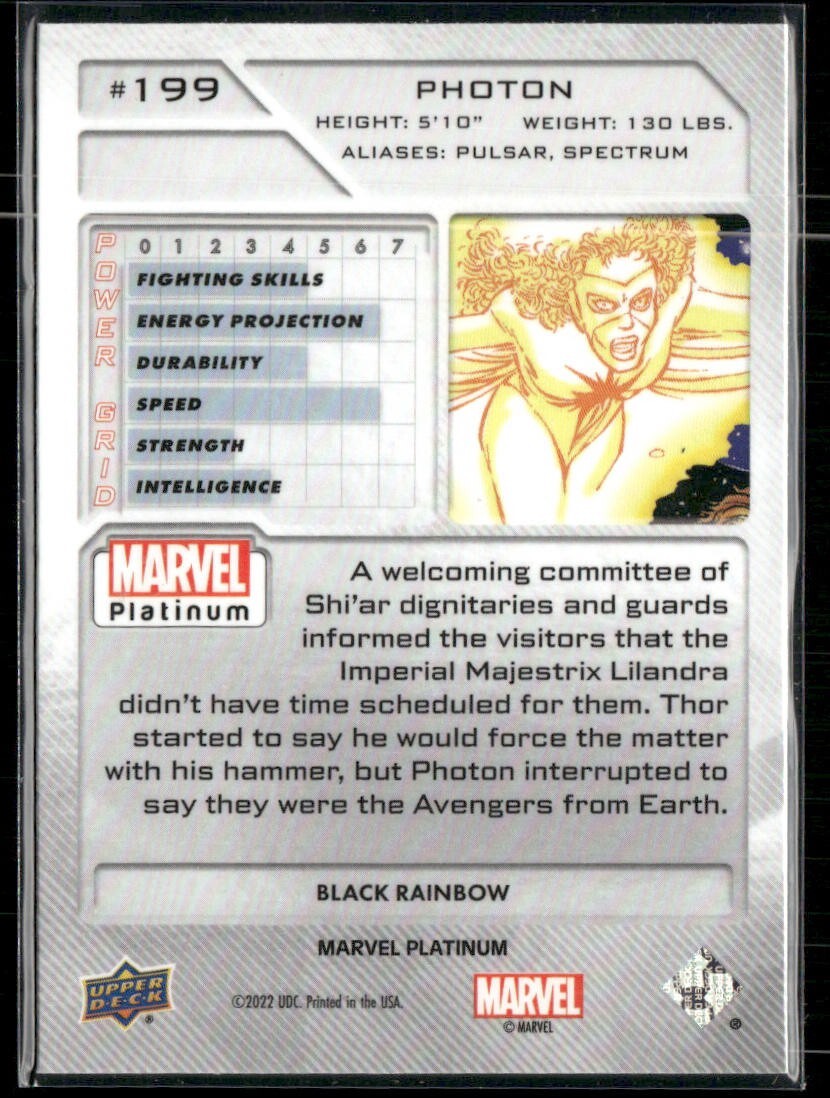 2023 Upper Deck Marvel Platinum Black Rainbow #199 - Photon