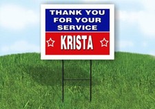 KRISTA THANK YOU SERVICE 18 in x 24 in Yard Sign Road Sign with Stand