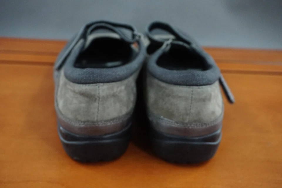 Sandalias informales Abeo Amie Mary Jane para mujer 8 grises de cuero gancho y bucle Foto 4 de 4