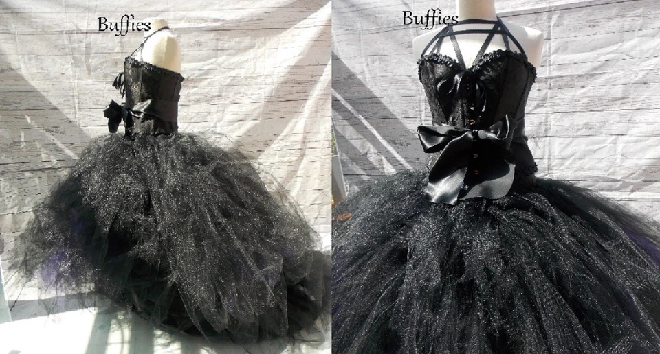 Prom Goth Alternative Wedding Steampunk Tulle Skirt in Black Red Purple  - Image 2 of 4